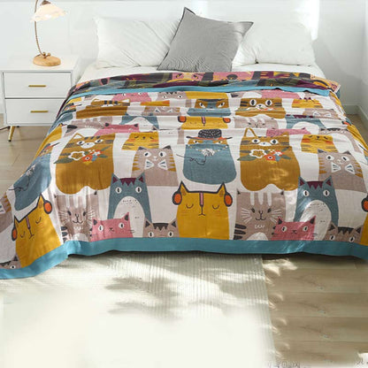 Ownkoti Jolie couverture en coton doux avec motif chat à revers