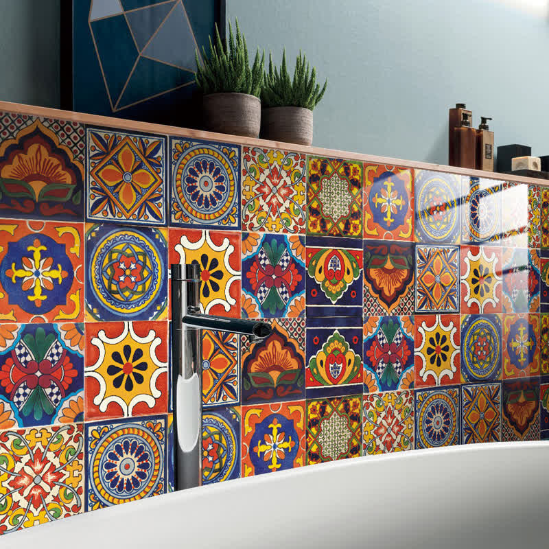 Autocollants muraux style rétro Ownkoti, motifs colorés variés (lot de 10)