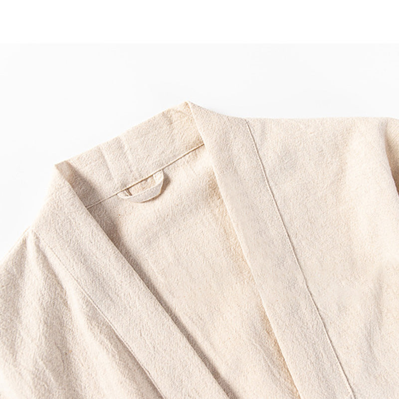 Peignoir doux à col en V avec poches Ownkoti
