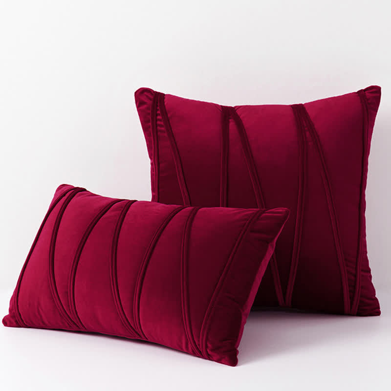Housse de coussin décorative en velours doux à motif rayé