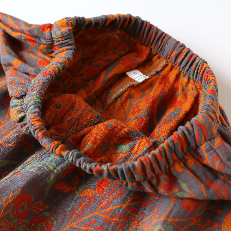 Ensemble de vêtements d'intérieur vintage en coton à motif de feuilles et revers - image 10