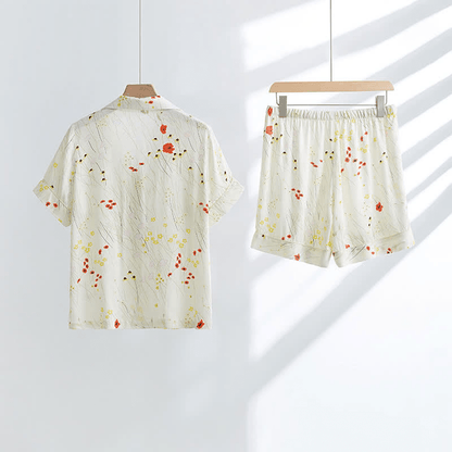 Ensemble de vêtements de détente respirants à col en V et imprimé floral