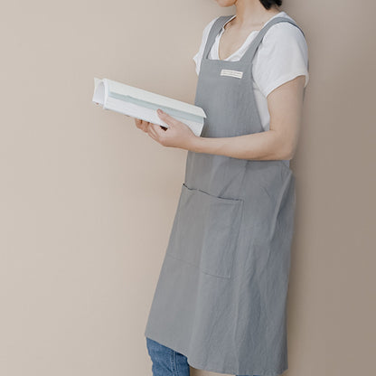 Tablier simple en coton avec dos croisé de couleur pure