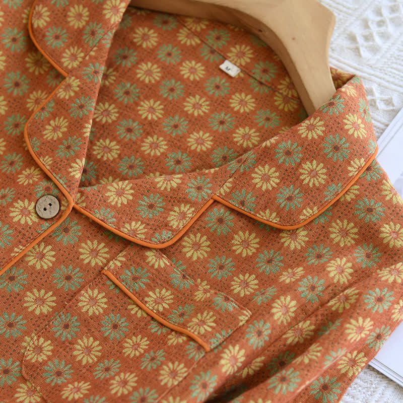 Ensemble de vêtements d'intérieur Jacquard Daisy en pur coton