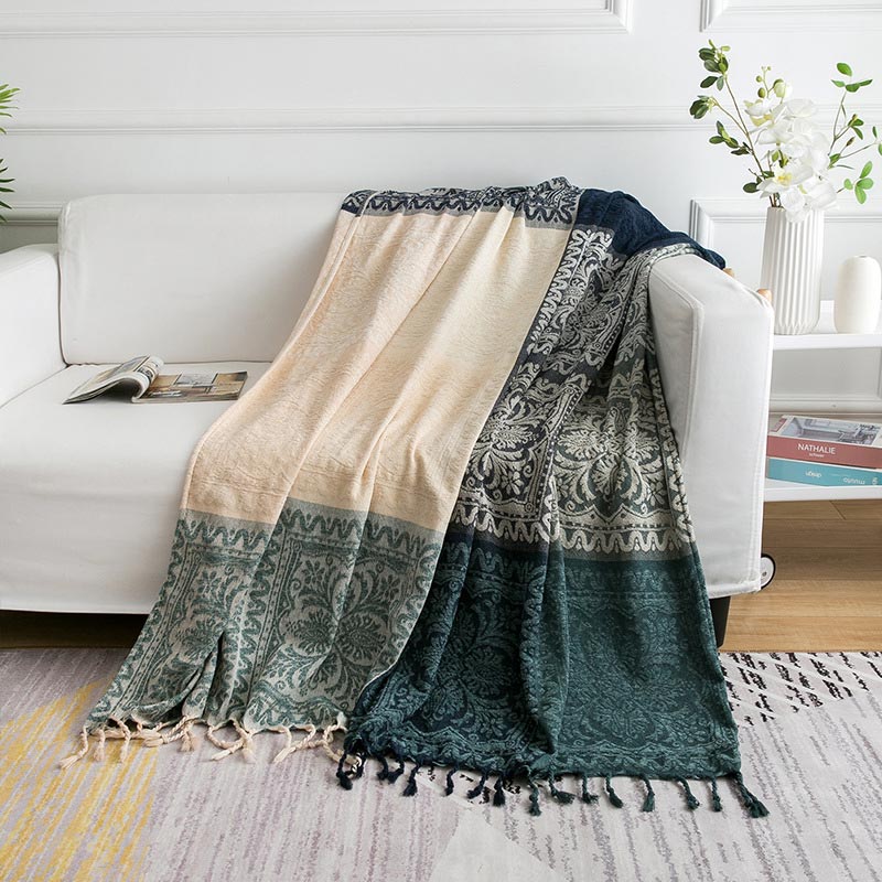 Ownkoti – Châle bohème tricoté avec pompon fleuri