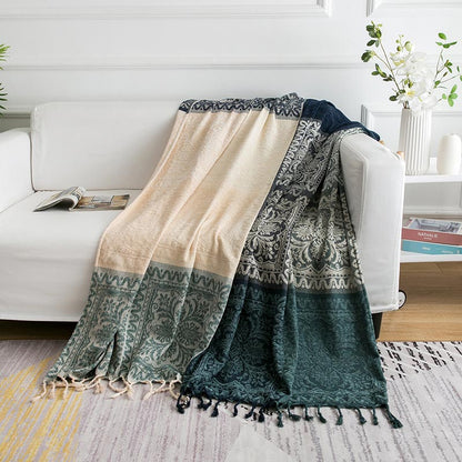Ownkoti – Châle bohème tricoté avec pompon fleuri