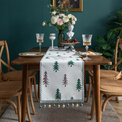 Chemin de table de Noël Ownkoti avec pompon
