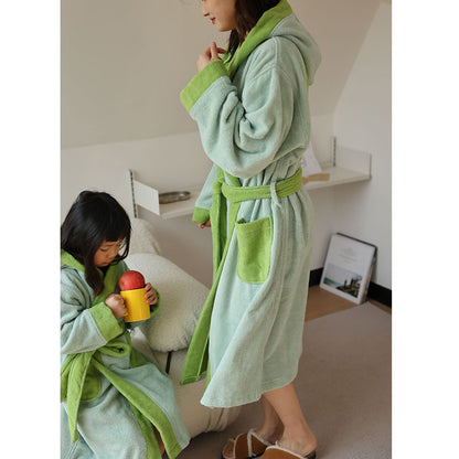 Peignoir en coton avec capuche et bloc de couleur floral