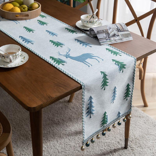 Chemin de table de Noël Ownkoti avec pompon
