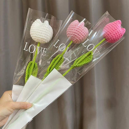 Tulipe tricotée à la main au crochet
