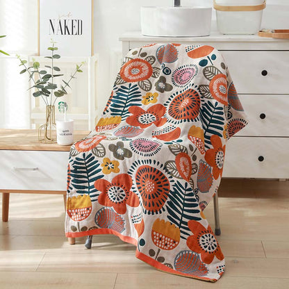 Ownkoti – Serviette de bain réversible à motif floral, colorée