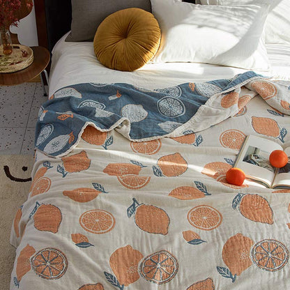 Couette réversible en gaze de coton à motif citron