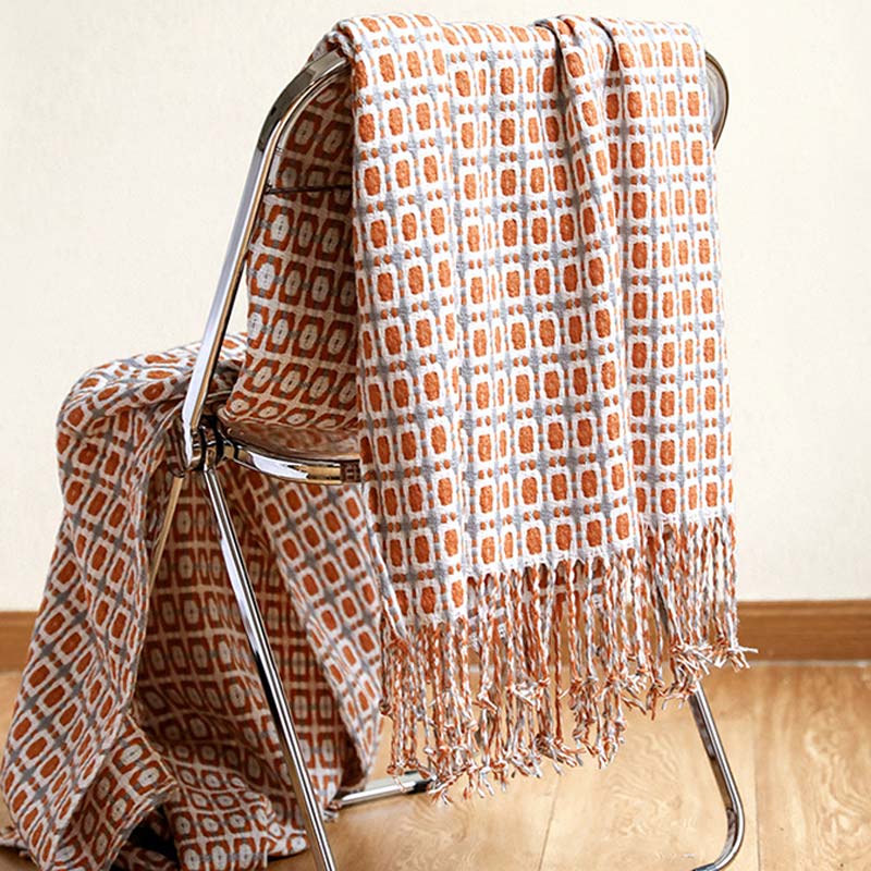 Couverture de canapé tricotée Ownkoti avec pompons