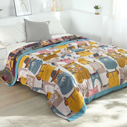 Ownkoti Jolie couverture en coton doux avec motif chat à revers