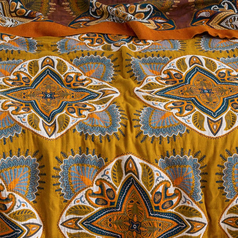 Couverture réversible légère en coton imprimé multicolore - image 8