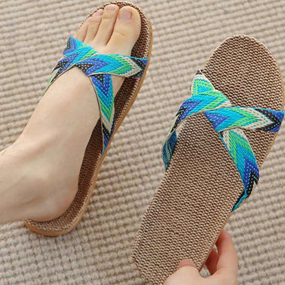 Chaussons antidérapants en lin Boho Cross