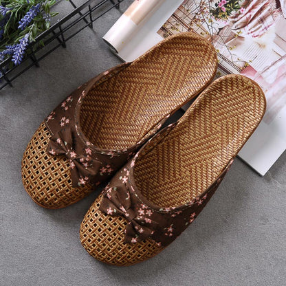 Chaussons plats respirants avec nœud rétro