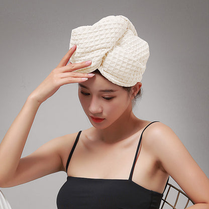 Serviette sèche-cheveux avec motif gaufré et boutons