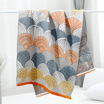 Serviette de plage Ownkoti en coton jacquard avec imprimé coquillage