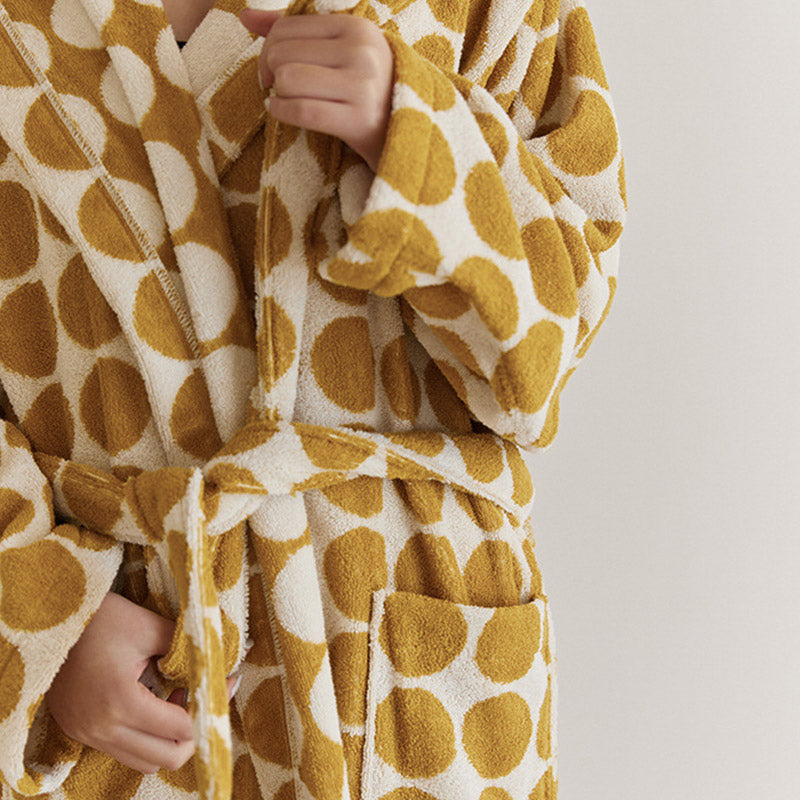Peignoir à capuche et ceinture à pois