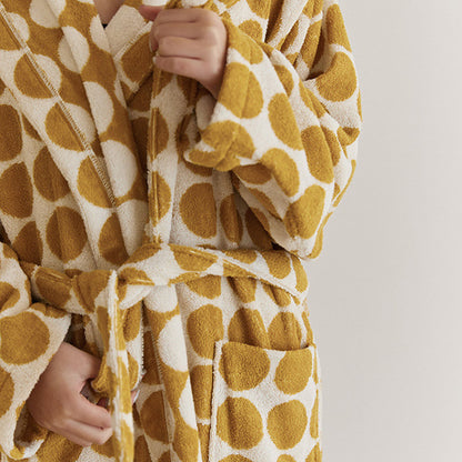 Peignoir à capuche et ceinture à pois