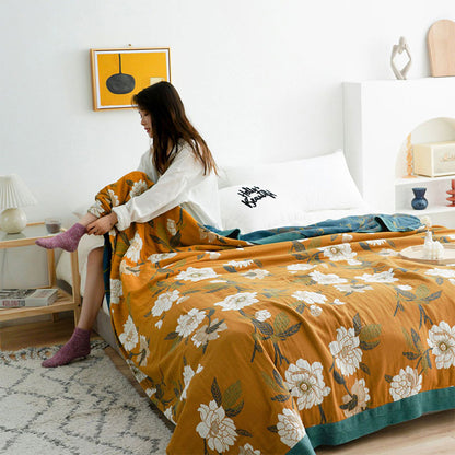 Couette en coton Ownkoti Boho à fleurs jaunes