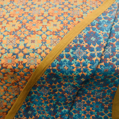 Couette en coton à six couches avec motif orange et bleu