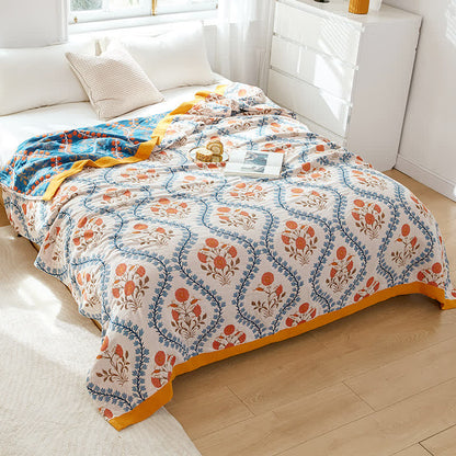 Couette réversible en gaze de coton avec jacinthes des bois