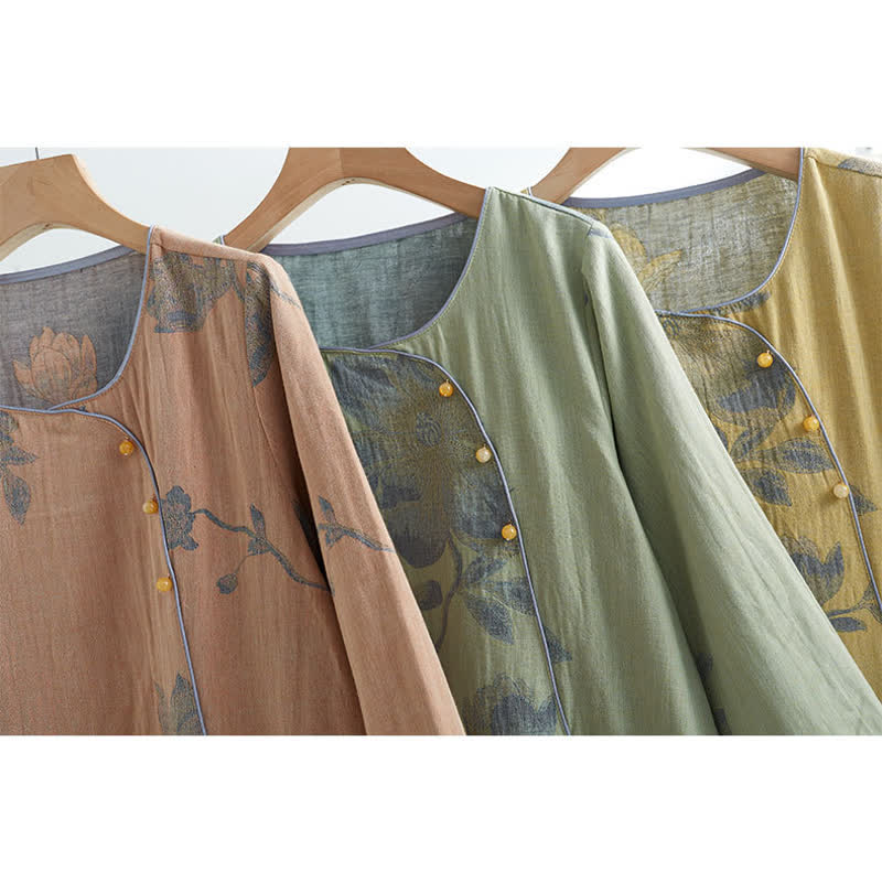 Ensemble de vêtements d'intérieur confortables en coton avec col rond et motif floral