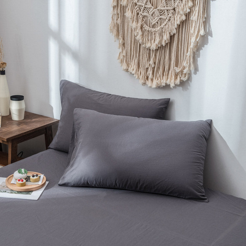 Taie d'oreiller simple en coton doux Ownkoti (lot de 2) - Gris - 48 cm x 74 cm - image 2