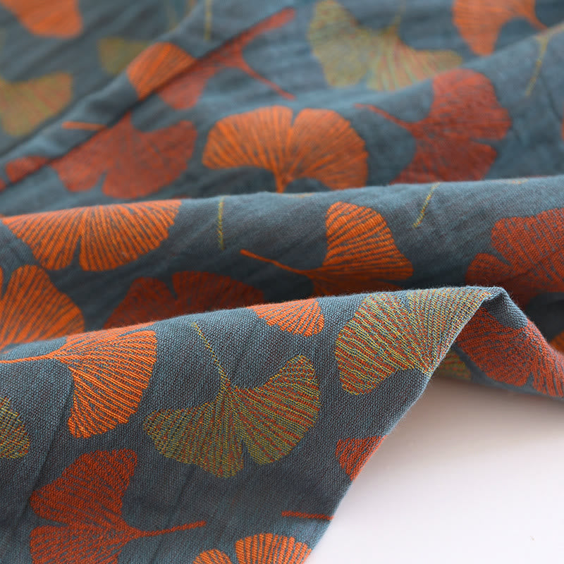 Ensemble de vêtements d'intérieur en coton avec bouton en forme de feuille de ginkgo - image 7