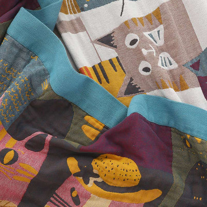 Ownkoti Jolie couverture en coton doux avec motif chat à revers