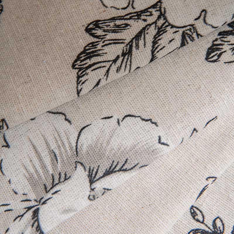 Rideau à fleurs noir avec pompon noir