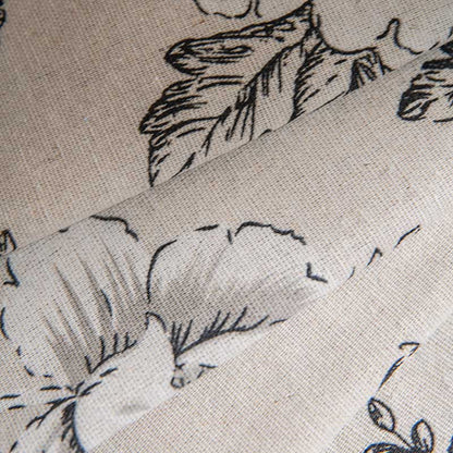 Rideau à fleurs noir avec pompon noir