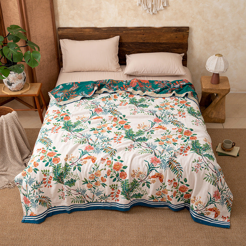 Couette réversible en gaze à motif floral vintage Ownkoti - Roi - image 0