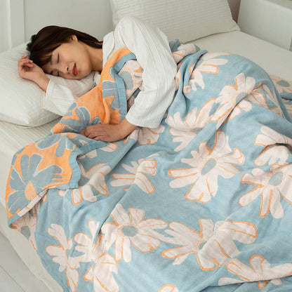 Couverture douce en coton réversible avec imprimé marguerites