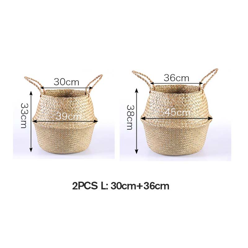 Panier en jonc de mer tissé Ownkoti, panier de rangement pour pots de fleurs (lot de 2)