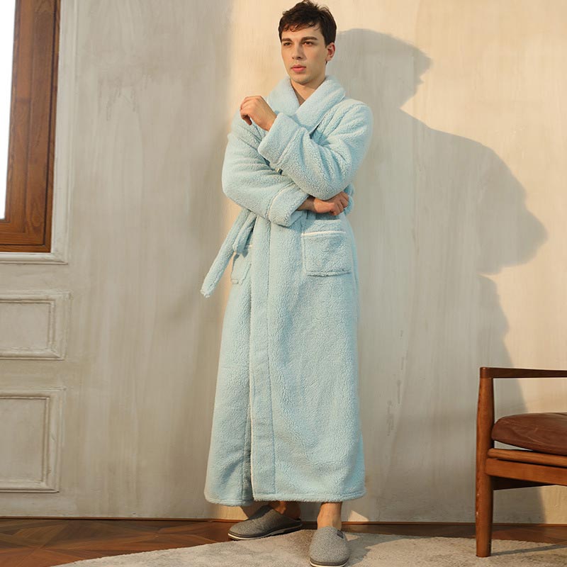 Ownkoti Pyjama polaire confortable, peignoir long - menthe - Hommes : 3XL - image 14