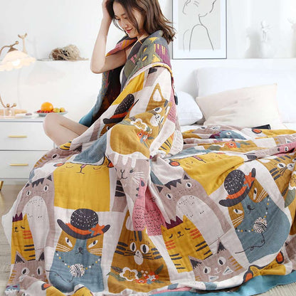 Ownkoti Jolie couverture en coton doux avec motif chat à revers