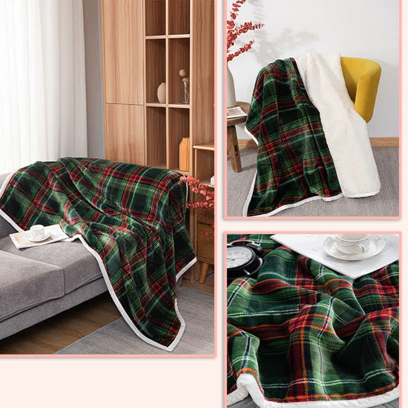 Couverture épaisse classique Ownkoti avec motif à carreaux de Noël