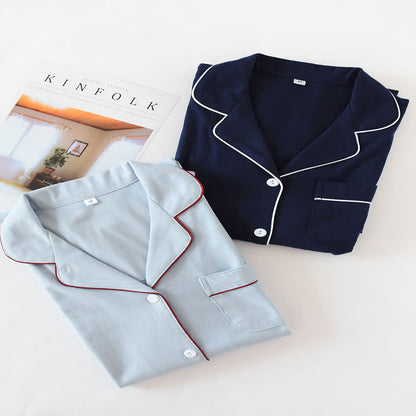 Chemise de nuit en coton uni avec patte de boutonnage