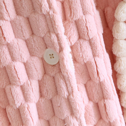 Peignoir en flanelle chaude de couleur unie avec capuche