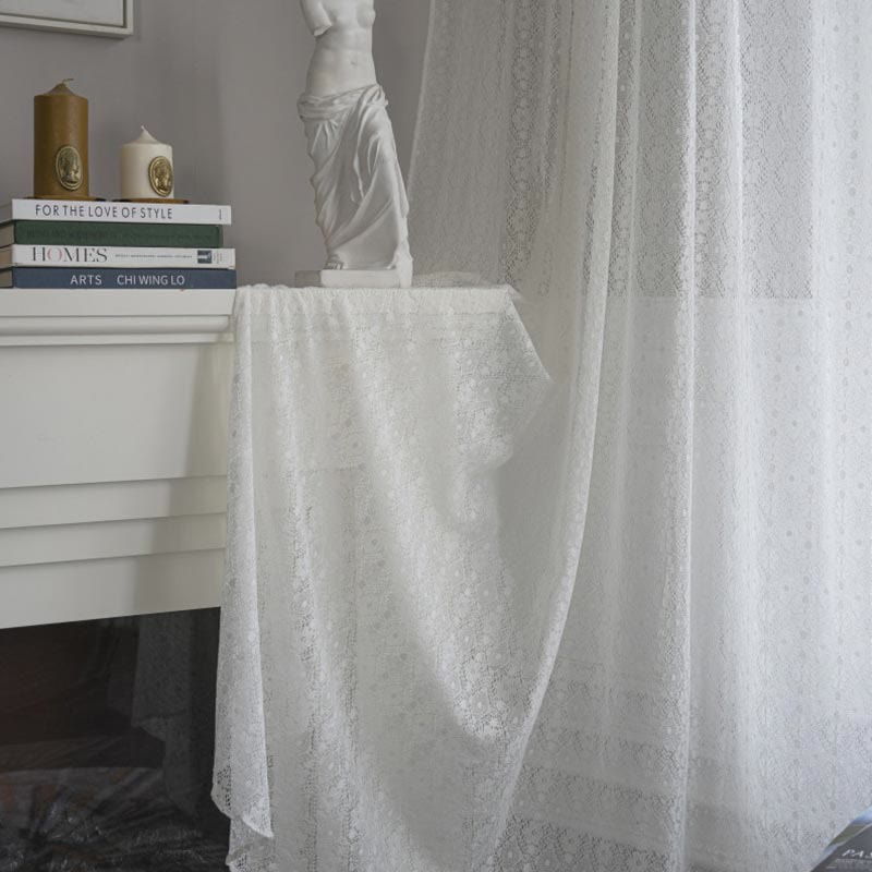 Rideau décoratif floral jacquard Ownkoti avec ourlet