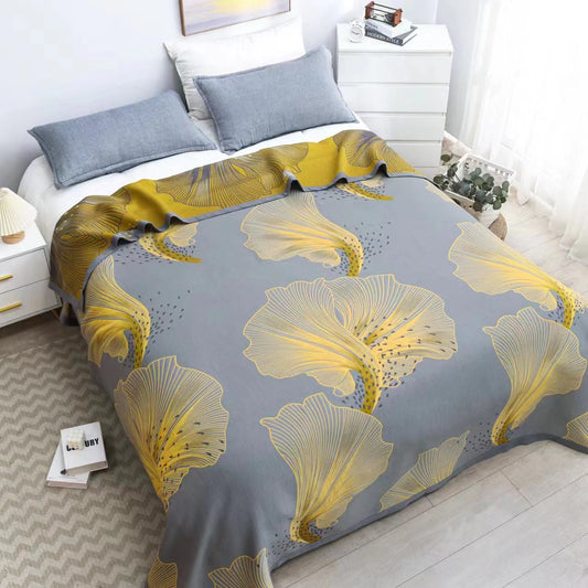 Couverture réversible en coton avec imprimé Zantedeschia Aethiopica