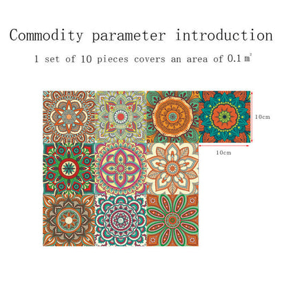 Papier peint autocollant amovible à motif floral rétro (10 pièces)