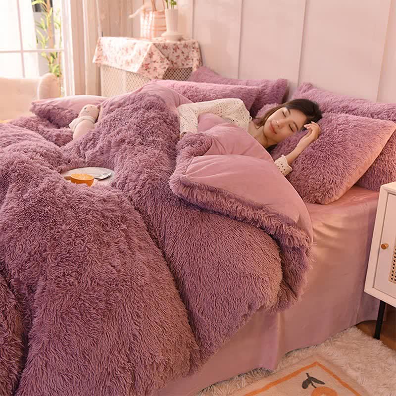Parure de lit moelleuse avec housse de couette et taie d'oreiller