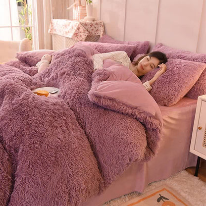 Parure de lit moelleuse avec housse de couette et taie d'oreiller