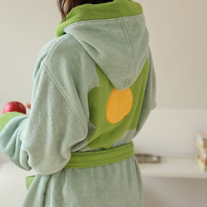 Peignoir en coton avec capuche et bloc de couleur floral