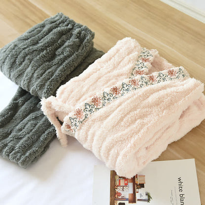 Ensemble pyjama en polaire douce avec broderie rétro