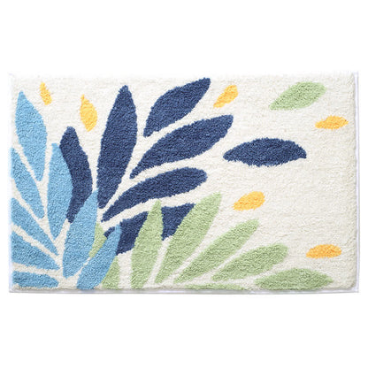 Tapis de salle de bain doux et antidérapant Ownkoti avec motif de feuilles